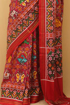 Pink Handloom Double Ikat Patan Patola Pure Silk Saree - Luxurion World