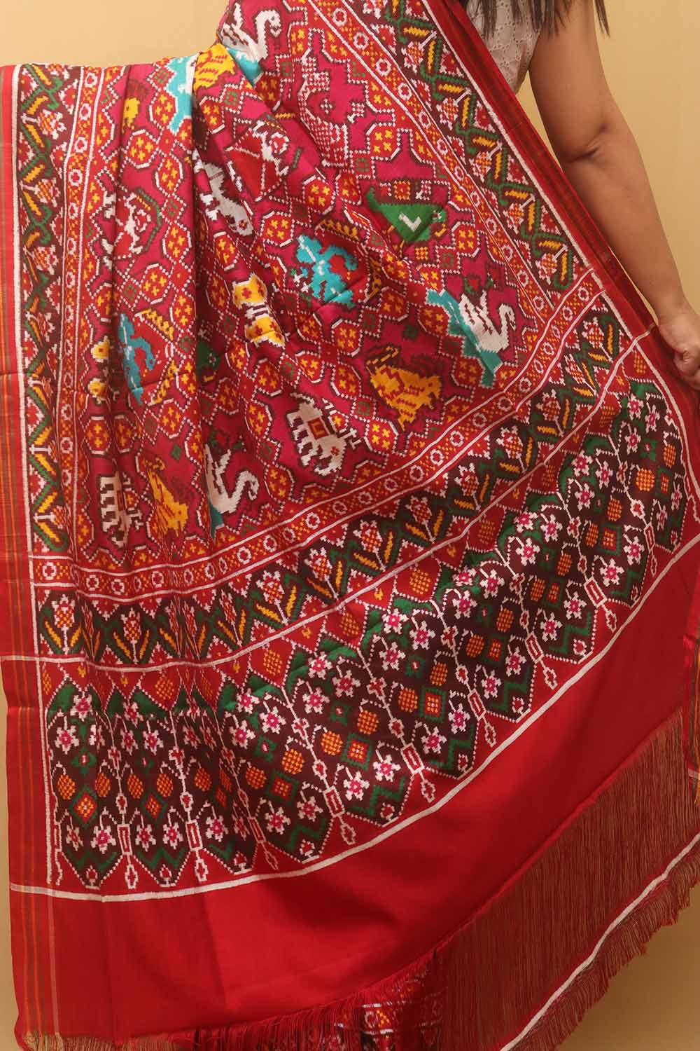 Pink Handloom Double Ikat Patan Patola Pure Silk Saree