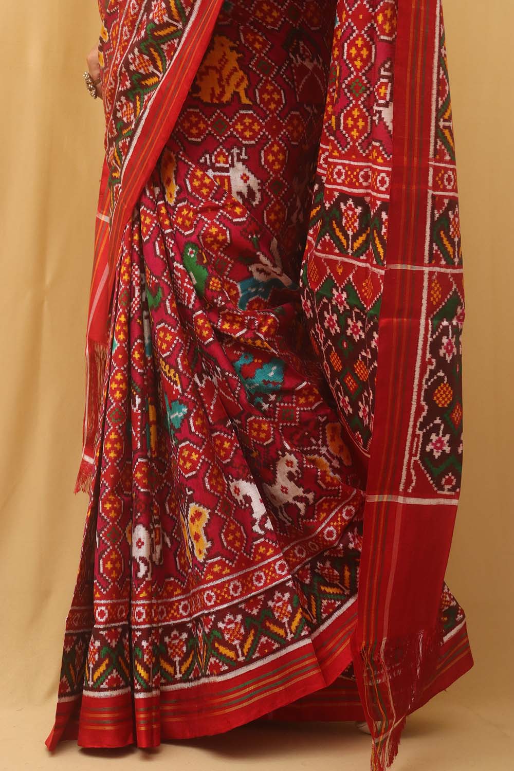 Pink Handloom Double Ikat Patan Patola Pure Silk Saree - Luxurion World