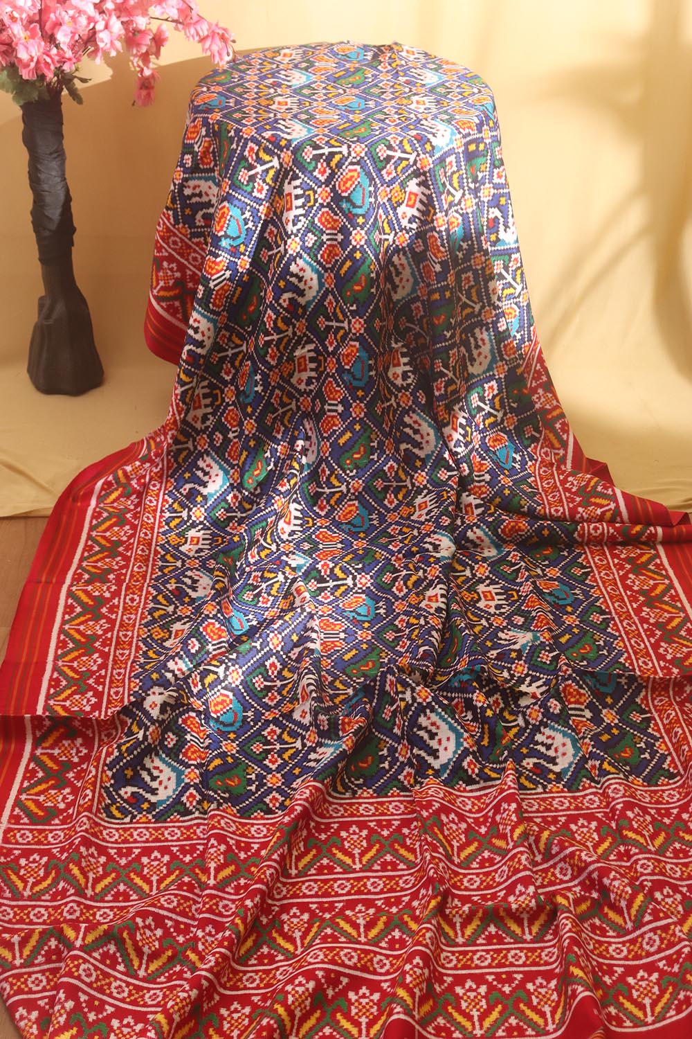 Blue Handloom Double Ikat Patan Patola Pure Silk Saree - Luxurion World