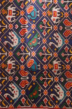Blue Handloom Double Ikat Patan Patola Pure Silk Saree - Luxurion World