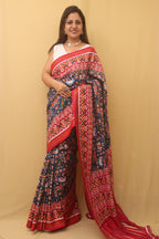 Blue Handloom Double Ikat Patan Patola Pure Silk Saree - Luxurion World