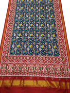 Blue Patan Patola Handloom Double Ikat Pure Silk Saree - Luxurion World