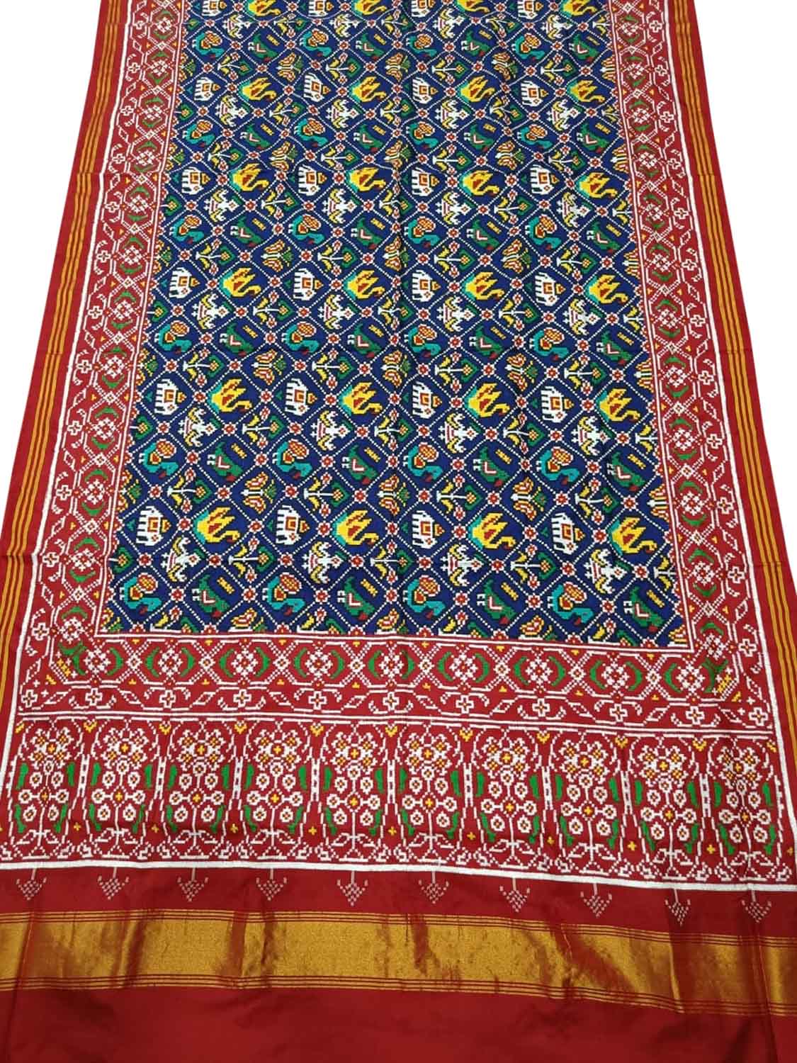 Blue Patan Patola Handloom Double Ikat Pure Silk Saree - Luxurion World