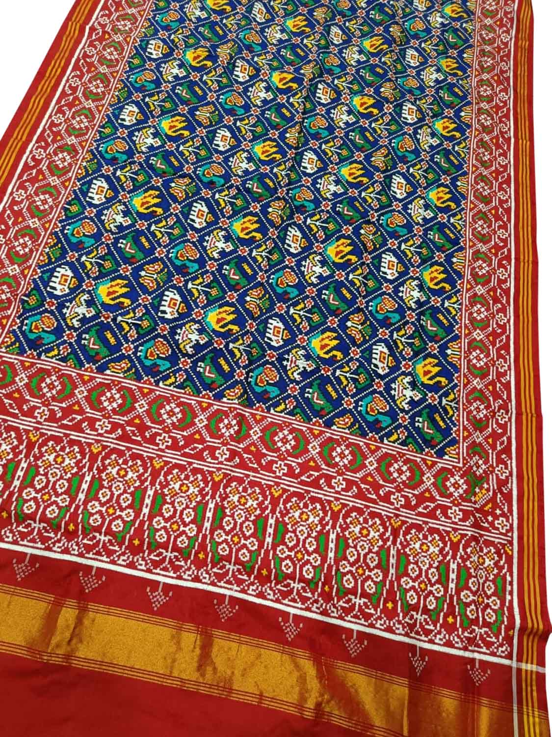 Blue Patan Patola Handloom Double Ikat Pure Silk Saree - Luxurion World