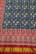 Blue Patan Patola Handloom Double Ikat Pure Silk Saree - Luxurion World