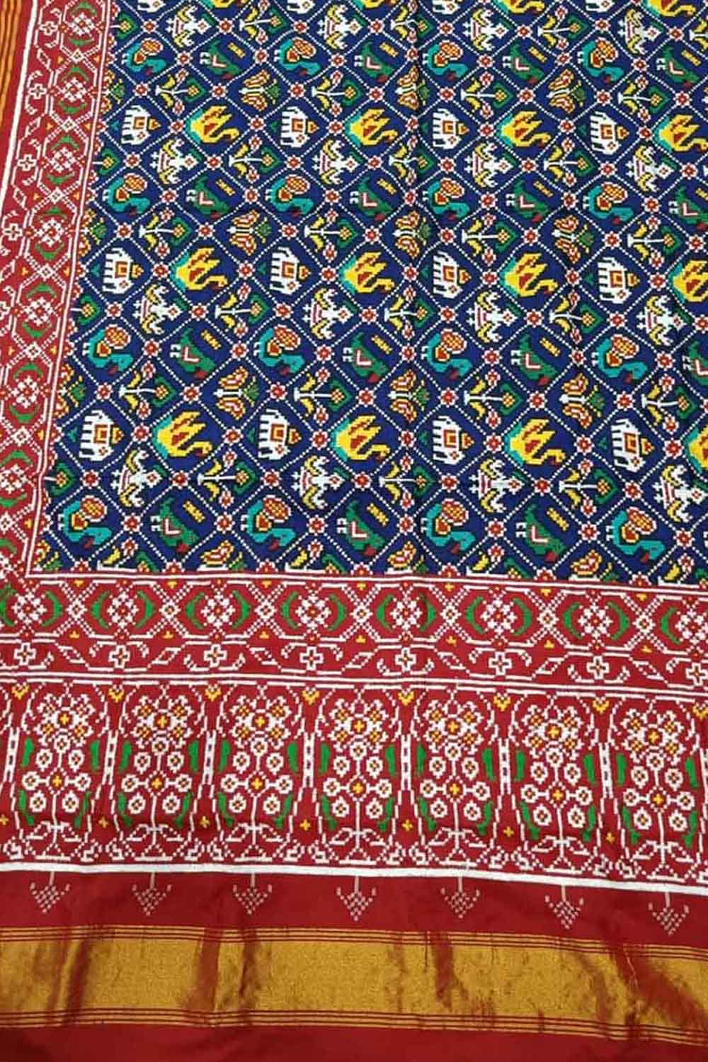 Blue Patan Patola Handloom Double Ikat Pure Silk Saree - Luxurion World