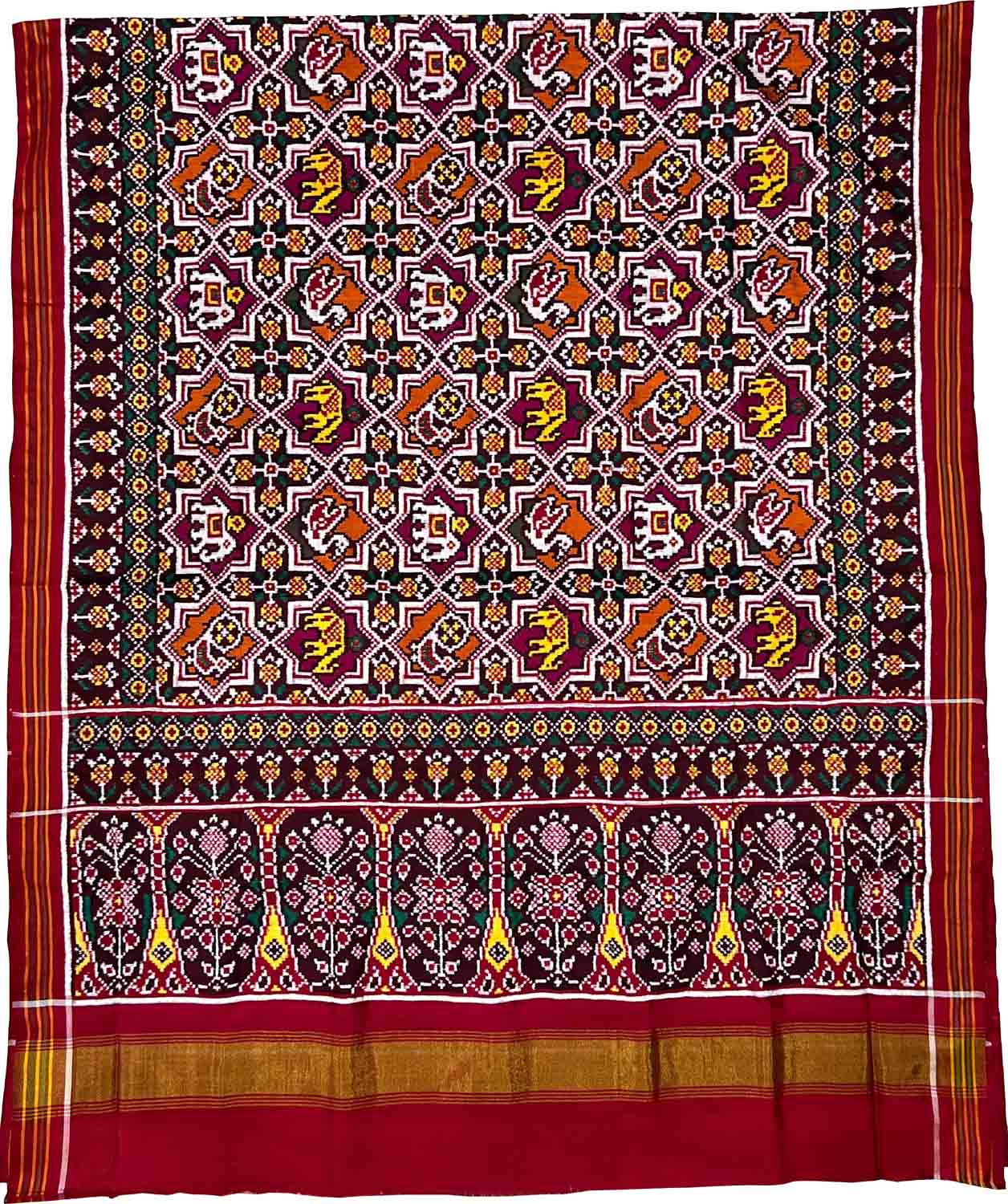 Vibrant Double Ikat Patola Silk Saree - Luxurion World