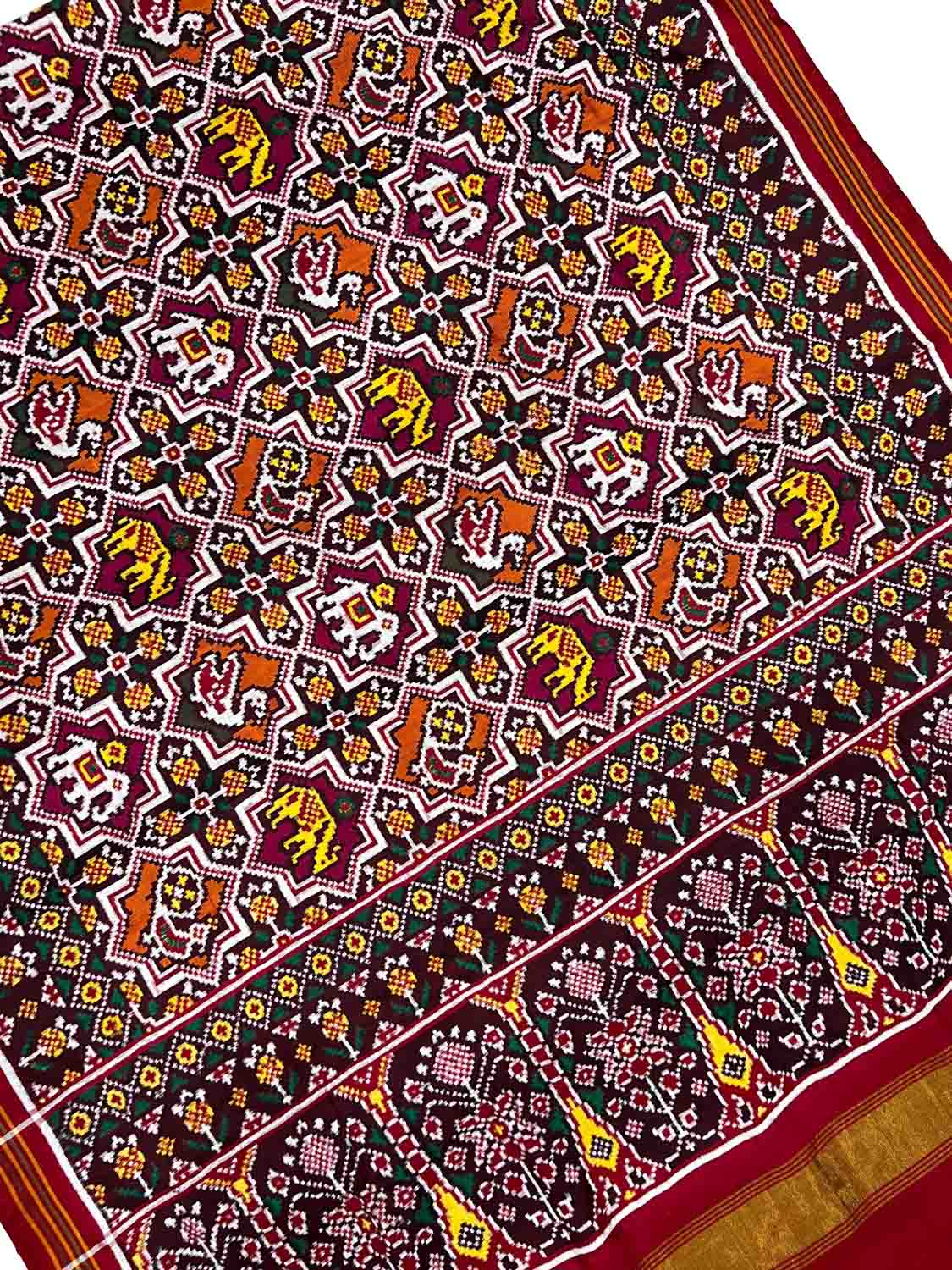 Vibrant Double Ikat Patola Silk Saree - Luxurion World