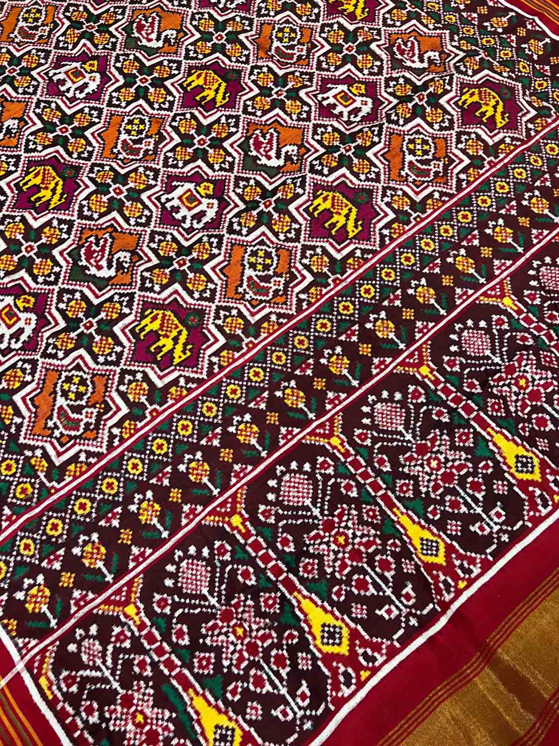 Vibrant Double Ikat Patola Silk Saree - Luxurion World