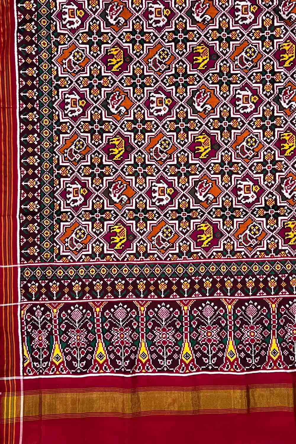 Vibrant Double Ikat Patola Silk Saree - Luxurion World
