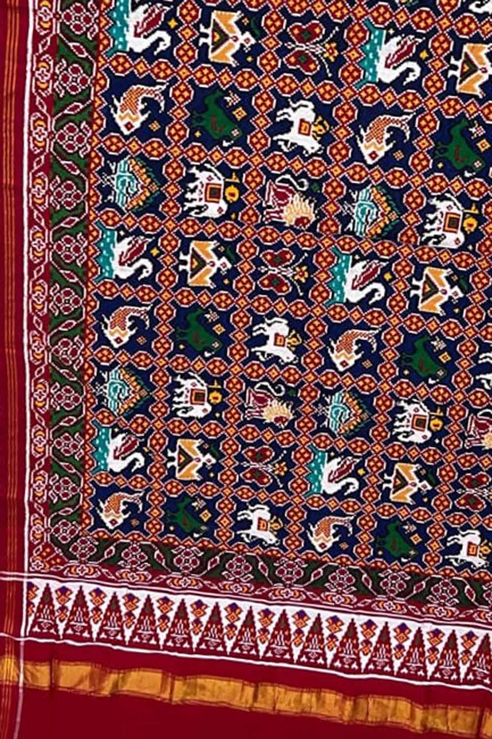 Vibrant Handloom Patan Patola Double Ikat Silk Saree - Luxurion World