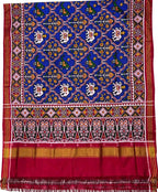 Exquisite Blue Handloom Patan Patola Double Ikat Silk Saree - Luxurion World