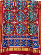 Red Handloom Patan Patola Double Ikat Silk Saree - Luxurion World