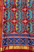 Red Handloom Patan Patola Double Ikat Silk Saree - Luxurion World