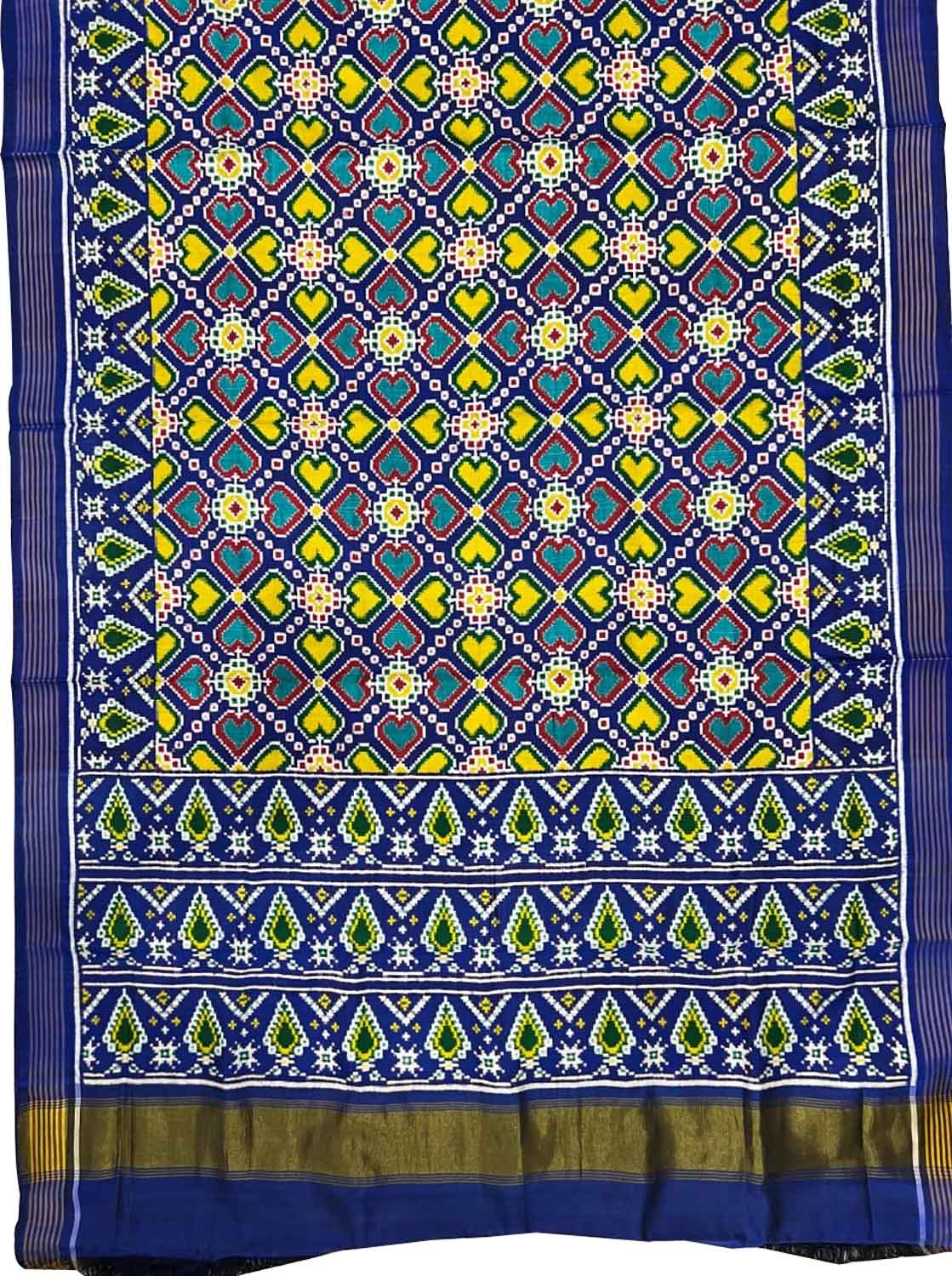 Exquisite Blue Handloom Patan Patola Double Ikat Silk Saree - Luxurion World