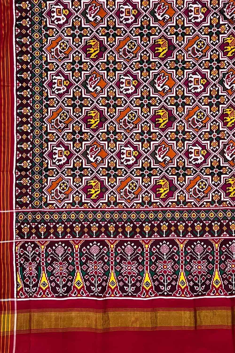 Stunning Multicolor Handloom Patan Patola Double Ikat Silk Saree - Luxurion World
