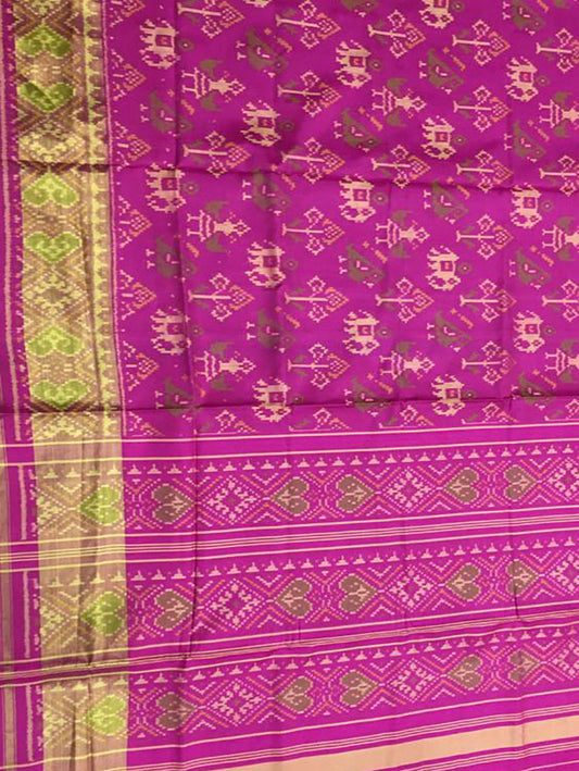 Pink Patola Handloom Single Ikat Patola Pure Silk Saree - Luxurion World