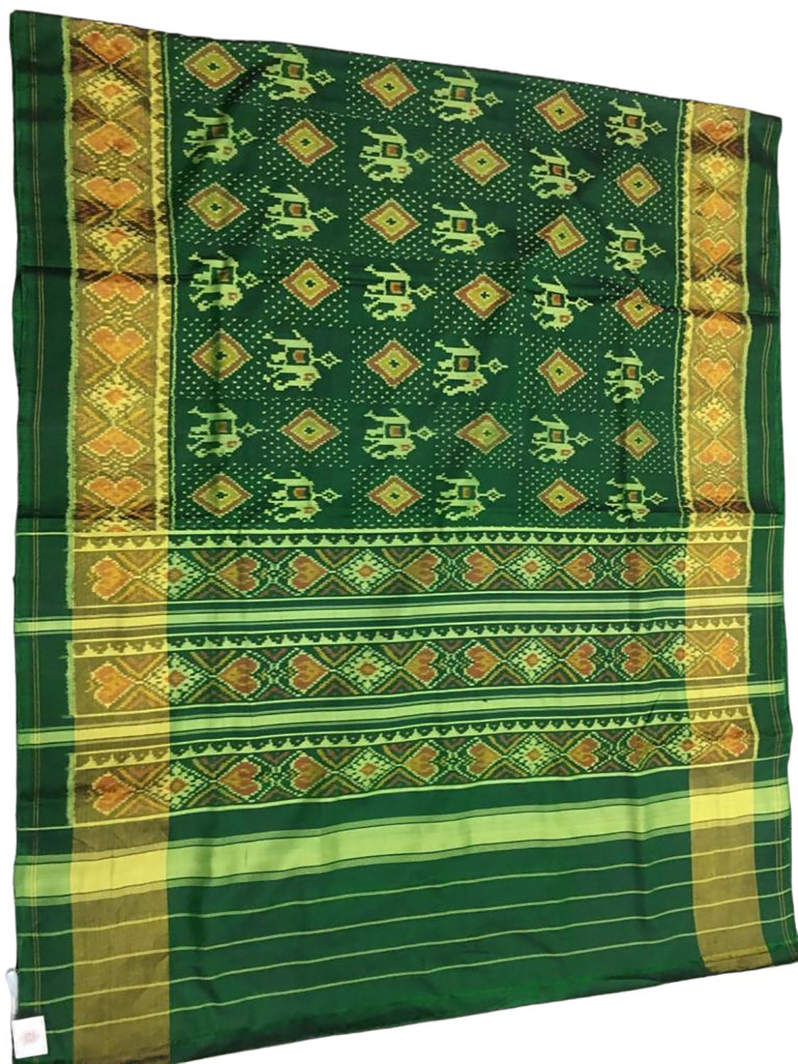 Green Patola Handloom Single Ikat Patola Pure Silk Saree
