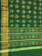 Green Patola Handloom Single Ikat Patola Pure Silk Saree - Luxurion World