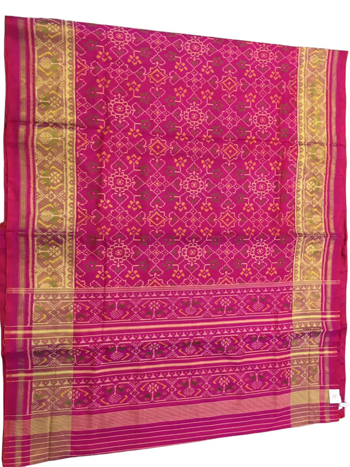 Pink Patola Handloom Single Ikat Patola Pure Silk Saree - Luxurion World