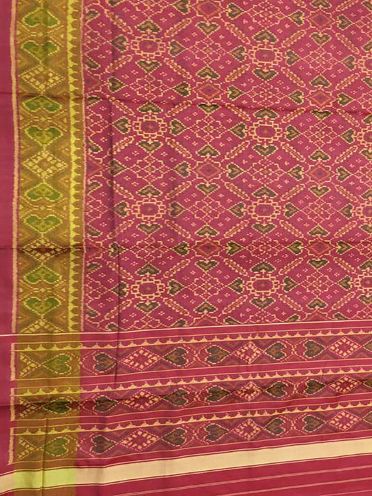 Pink Patola Handloom Single Ikat Patola Pure Silk Saree - Luxurion World