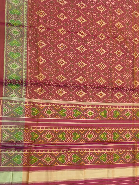 Orange Patola Handloom Single Ikat Patola Pure Silk Saree - Luxurion World