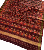 Maroon Handloom Patola Pure Silk Single Ikat Saree - Luxurion World
