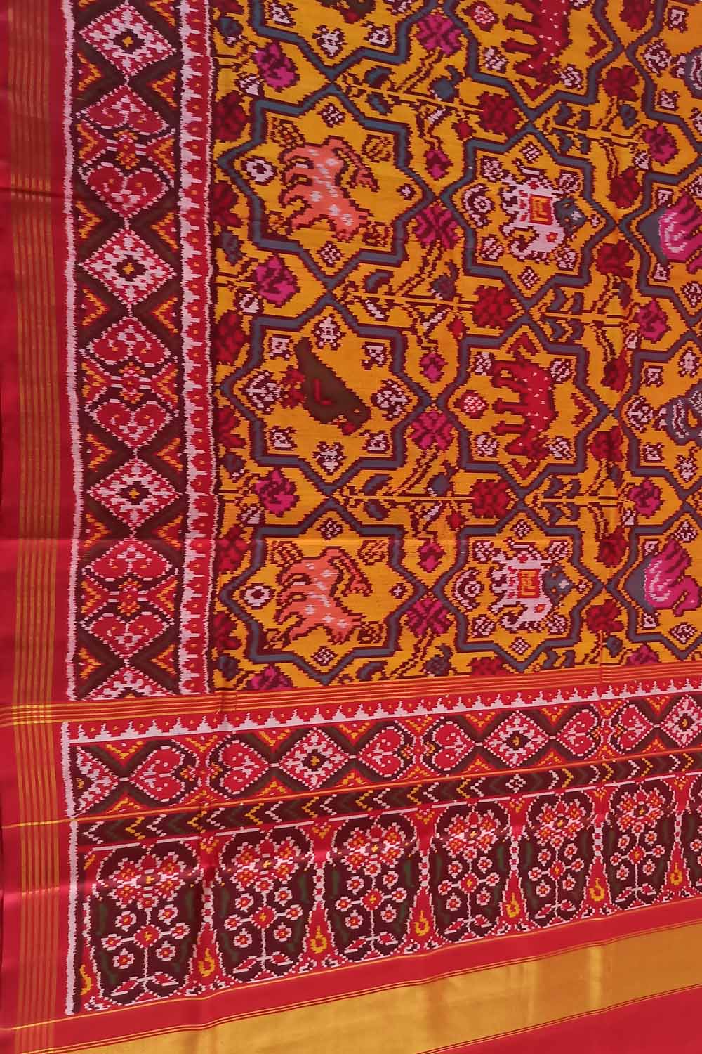 Yellow Semi Patan Patola Handloom Silk Saree - Luxurion World