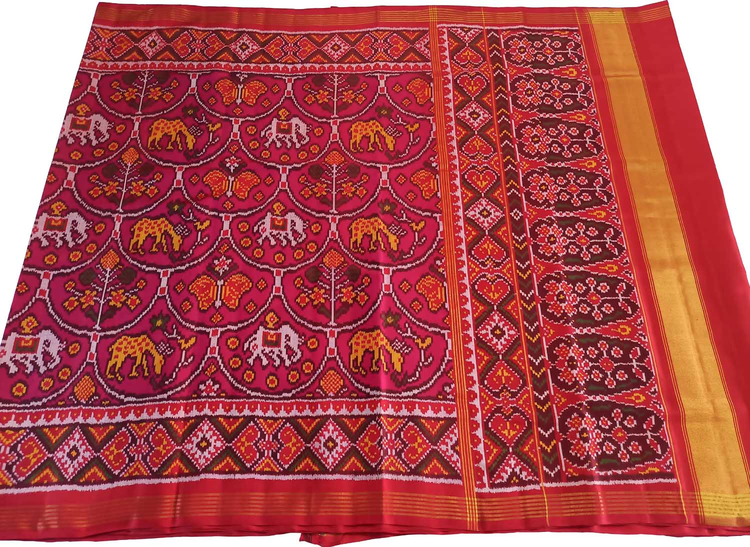 Pink Semi Patan Patola Silk Saree - Luxurion World