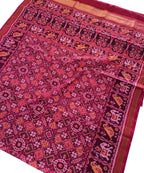Pink Patola Handloom Silk Saree - Semi Patan Design - Luxurion World