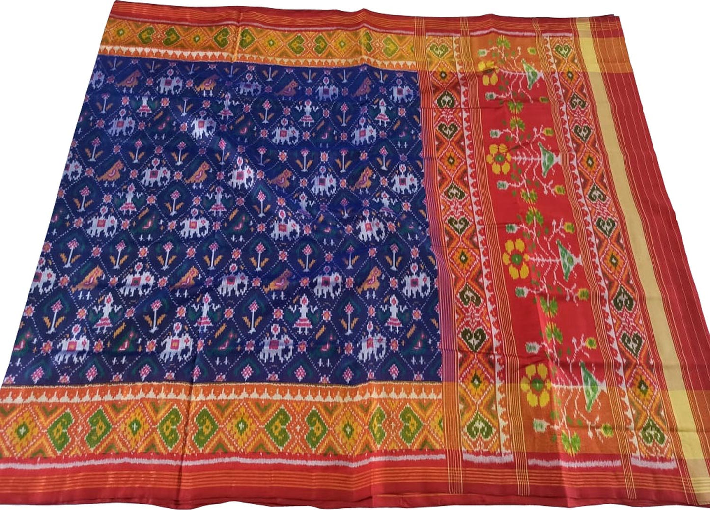 Blue Patola Handloom Silk Ikat Saree - Luxurion World