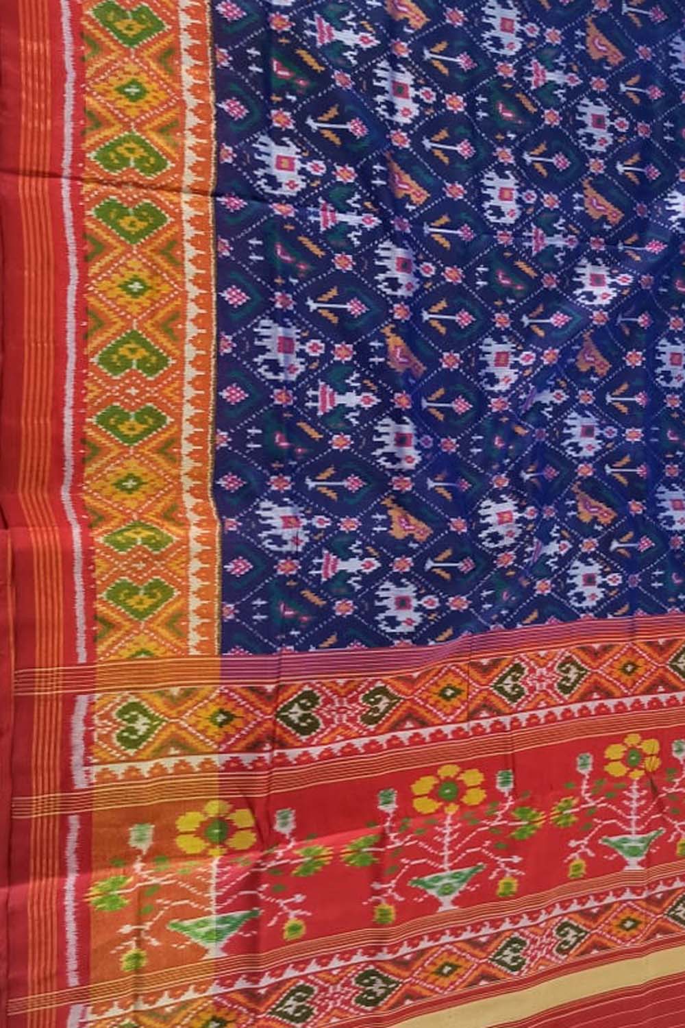 Blue Patola Handloom Silk Ikat Saree - Luxurion World