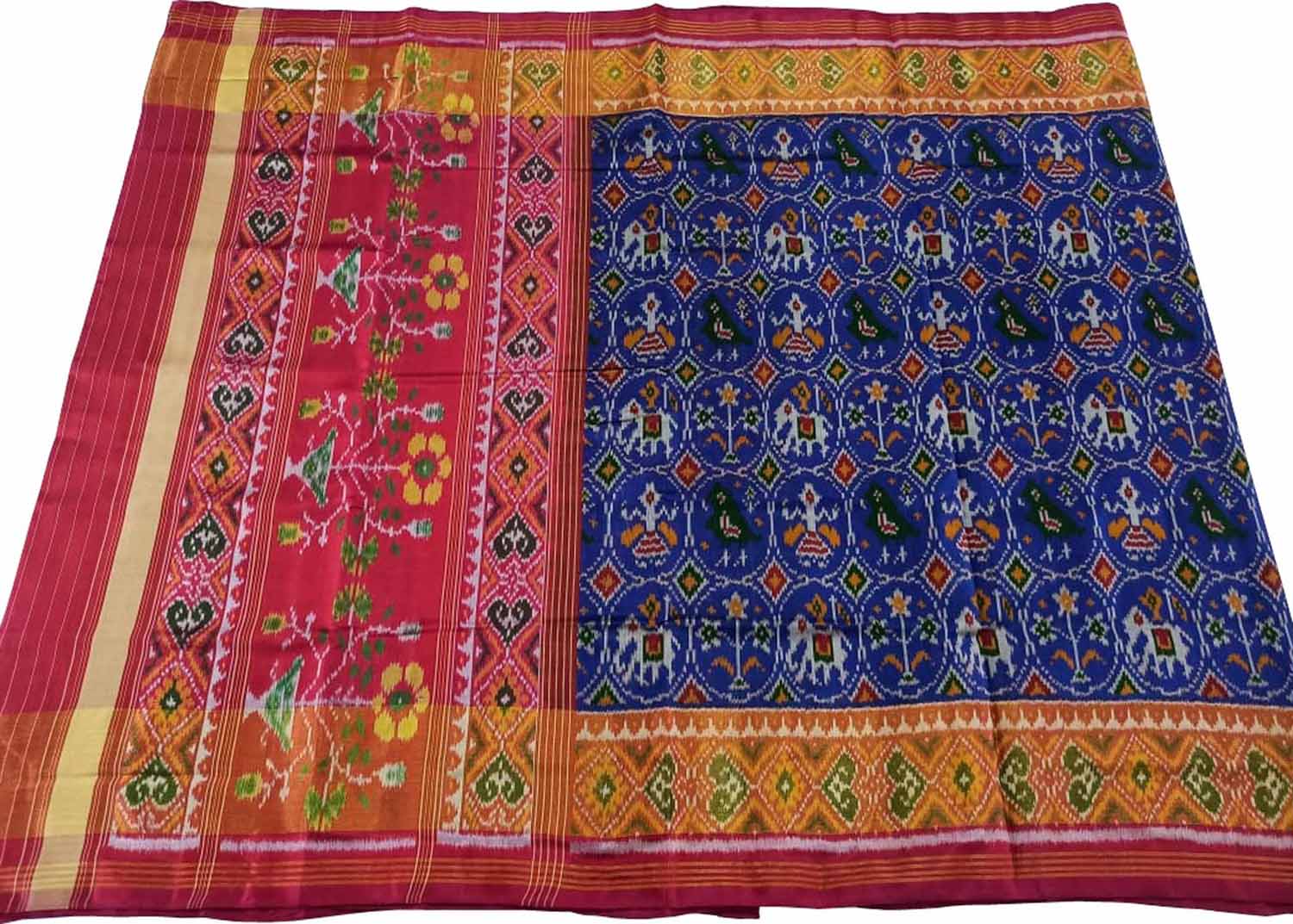 Blue Patola Handloom Silk Ikat Saree - Luxurion World