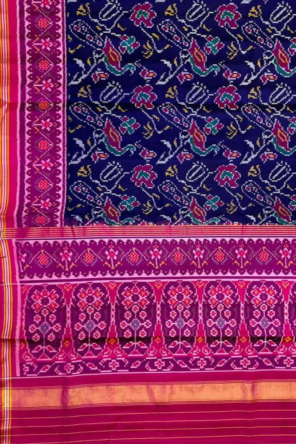 Blue Handloom Semi Patan Patola Silk Saree - Luxurion World
