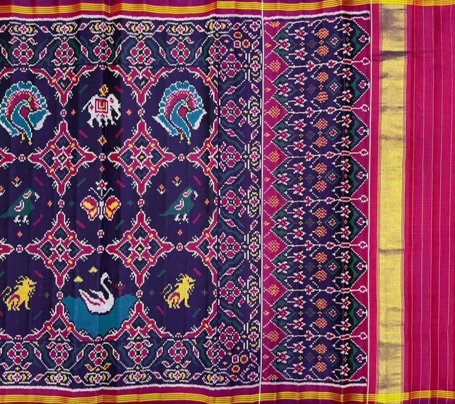 Blue Handloom Patan Patola Silk Saree - Luxurion World