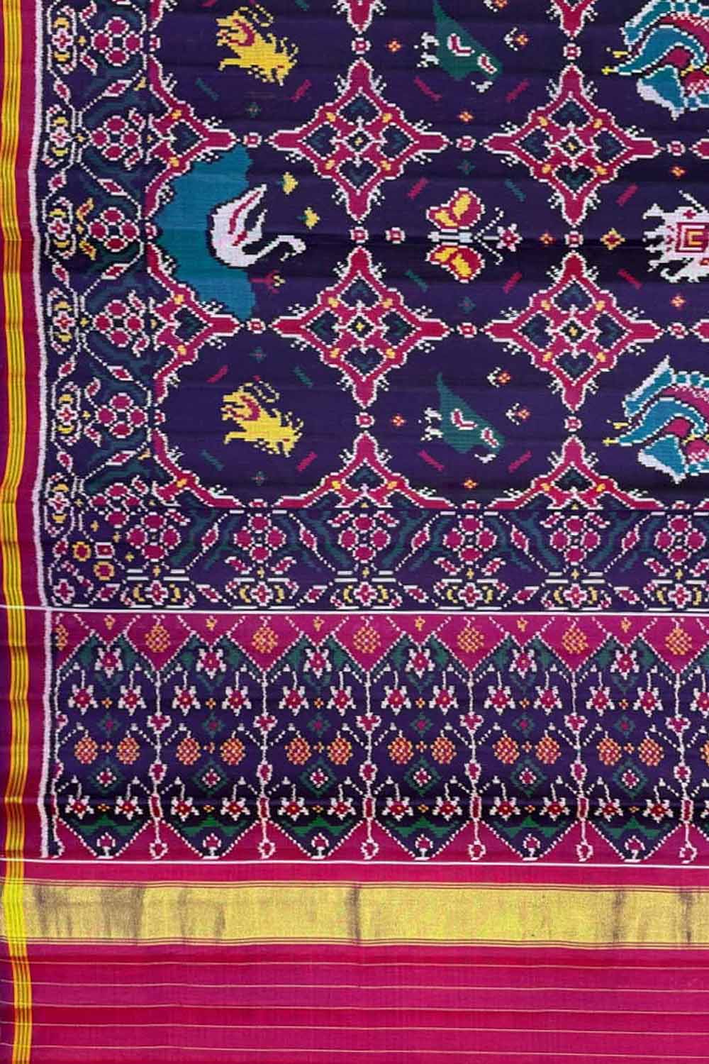 Blue Handloom Patan Patola Silk Saree - Luxurion World