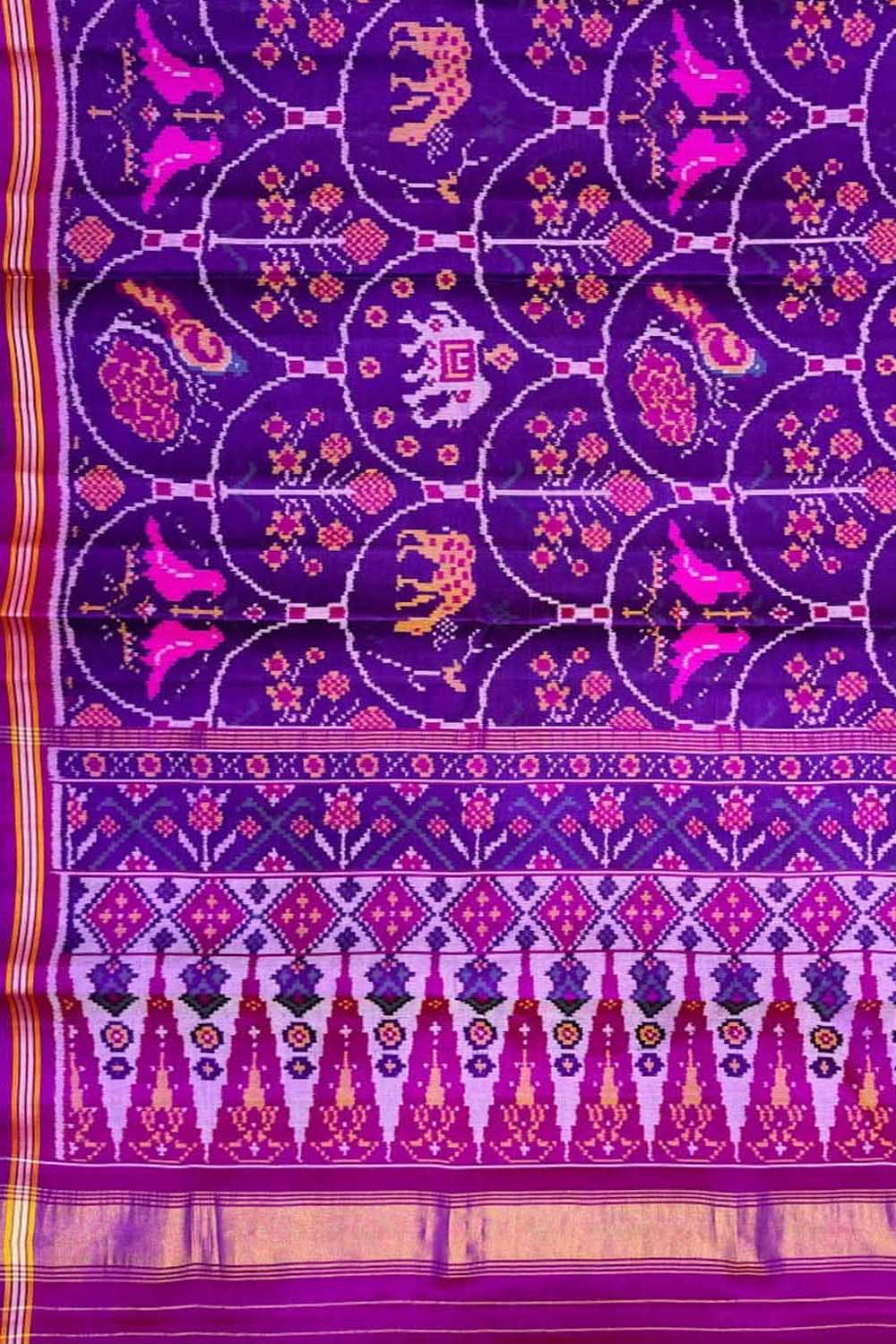 Purple Handloom Semi Patan Patola Silk Saree - Luxurion World