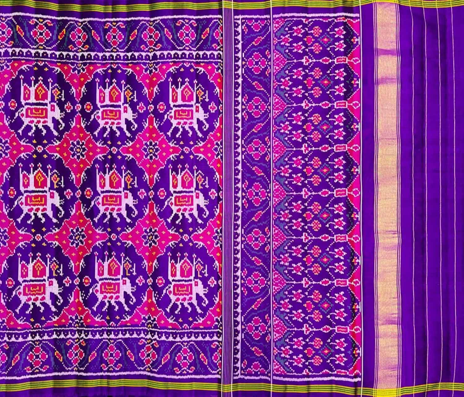 Purple Handloom Semi Patan Patola Silk Saree - Luxurion World