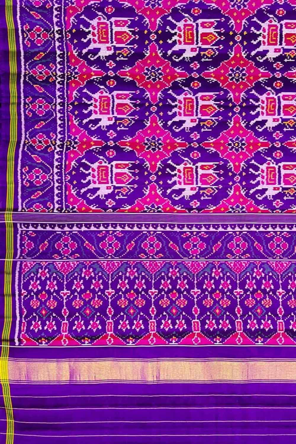 Purple Handloom Semi Patan Patola Silk Saree - Luxurion World