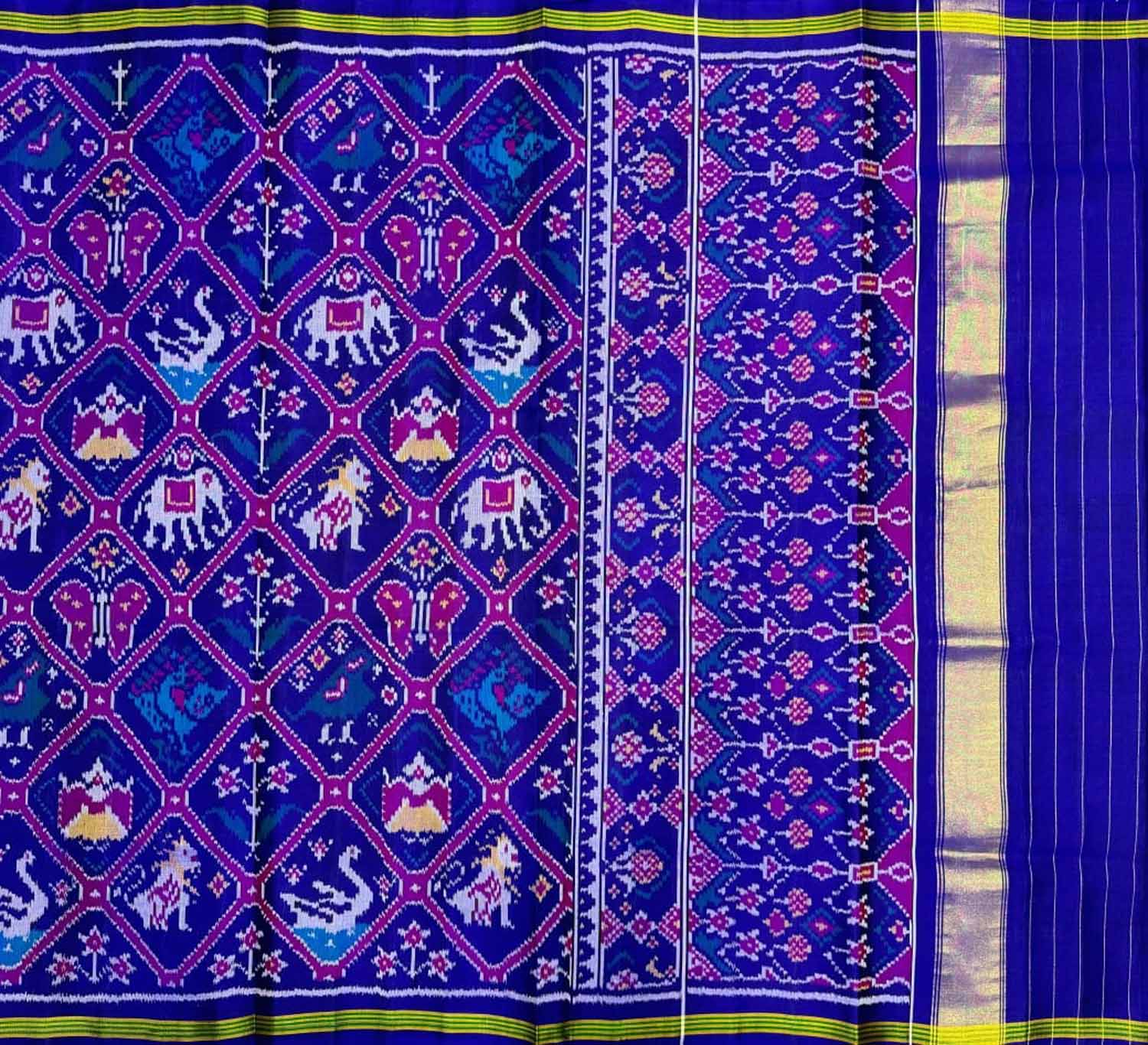 Blue Handloom Semi Patan Patola Silk Saree - Luxurion World