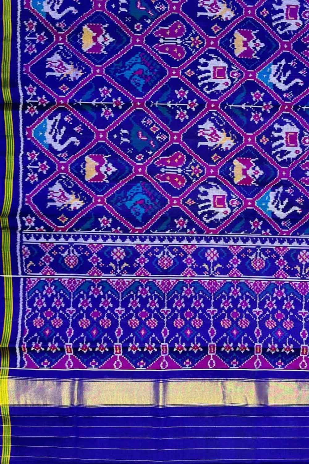 Blue Handloom Semi Patan Patola Silk Saree - Luxurion World