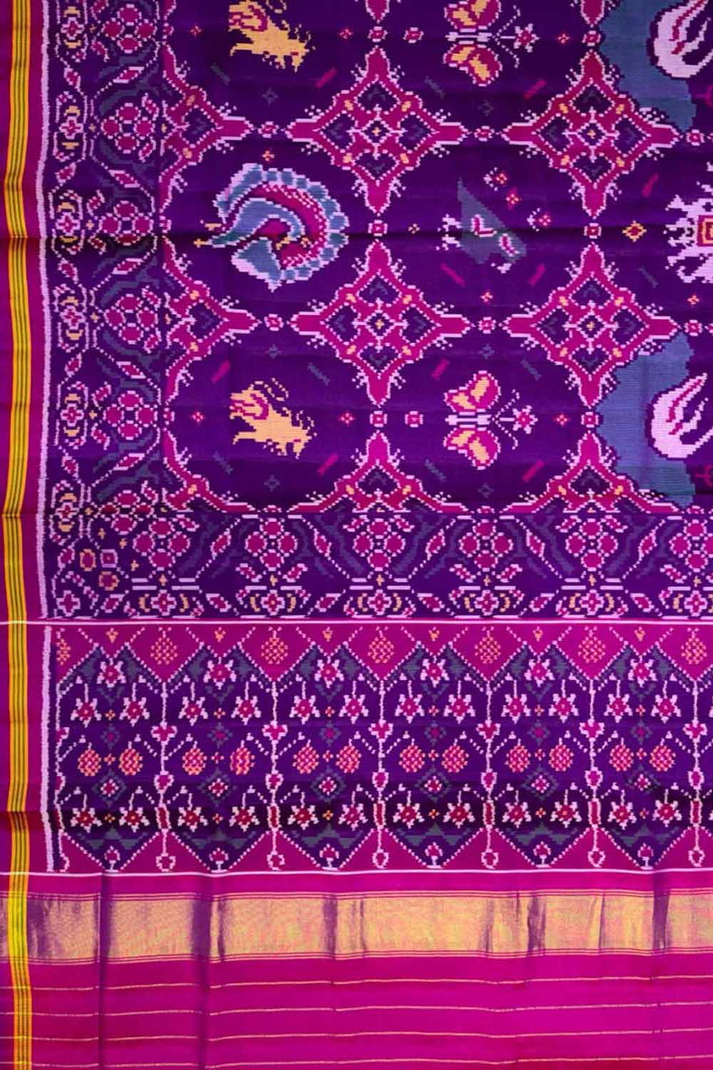 Purple Handloom Semi Patan Patola Silk Saree - Luxurion World