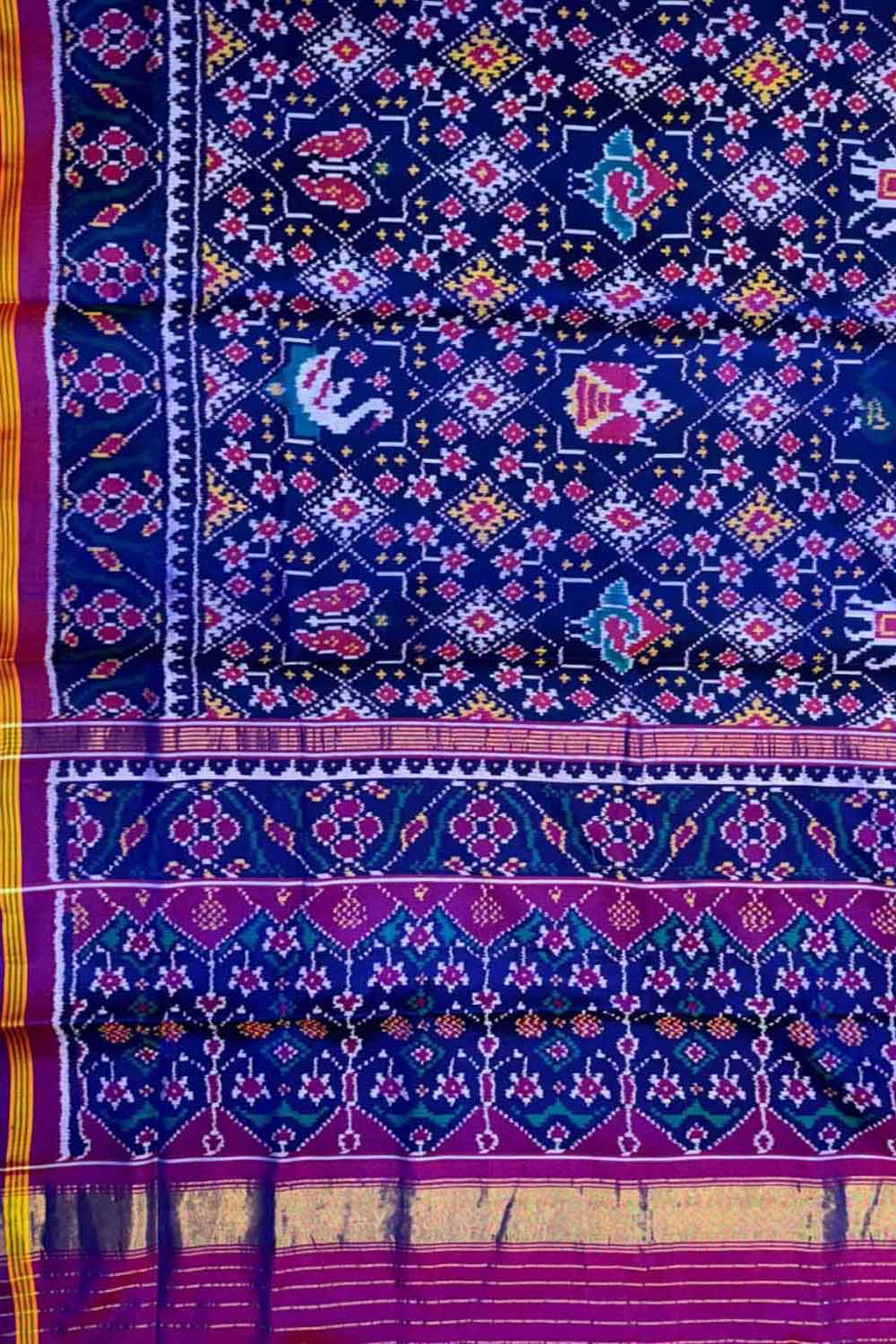 Blue Handloom Semi Patan Patola Silk Saree - Luxurion World