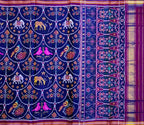 Blue Handloom Semi Patan Patola Silk Saree - Luxurion World