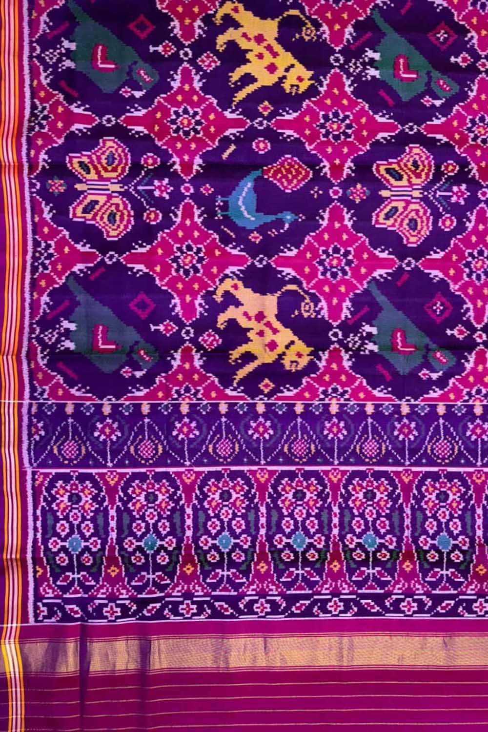 Pink Handloom Semi Patan Patola Silk Saree - Luxurion World