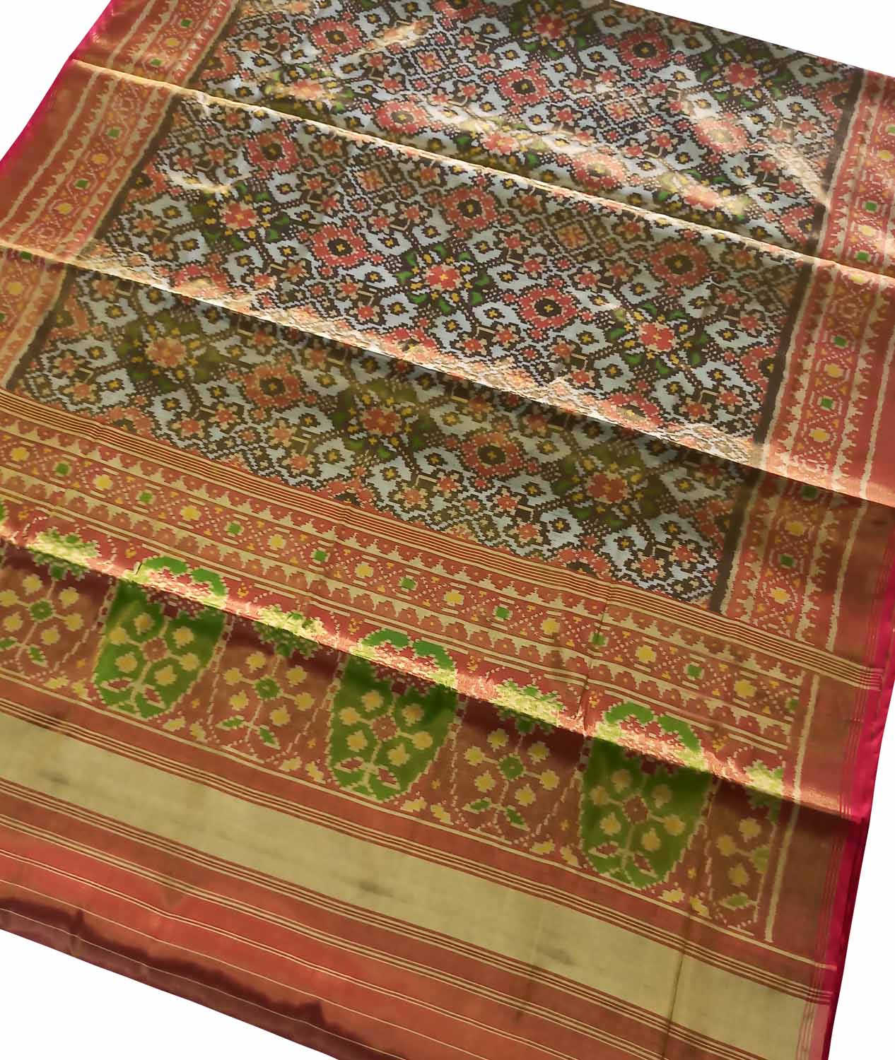 Multicolor Tissue Patola Single Ikat Saree - Luxurion World