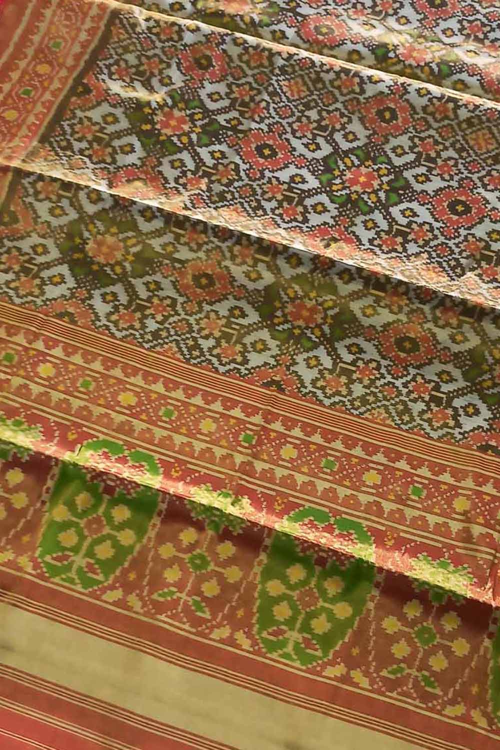 Multicolor Tissue Patola Single Ikat Saree - Luxurion World