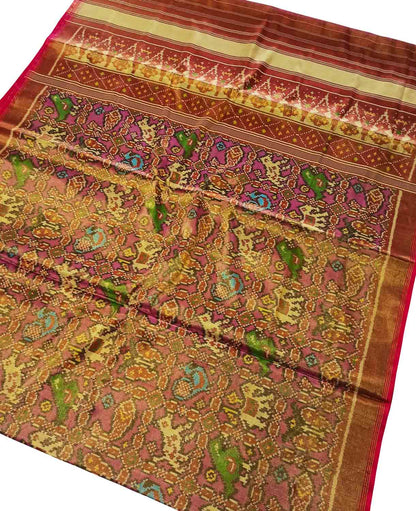 Multicolor Tissue Patola Single Ikat Saree - Luxurion World