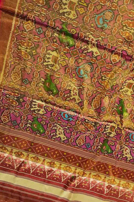 Multicolor Tissue Patola Single Ikat Saree - Luxurion World